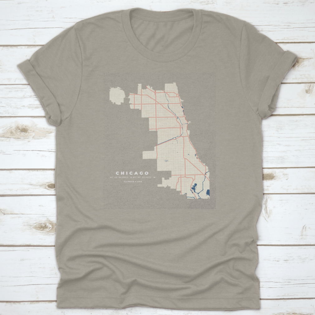 Chicago Map Road Poster showcasing detailed vector graphics of Illinois, perfect for home decor.