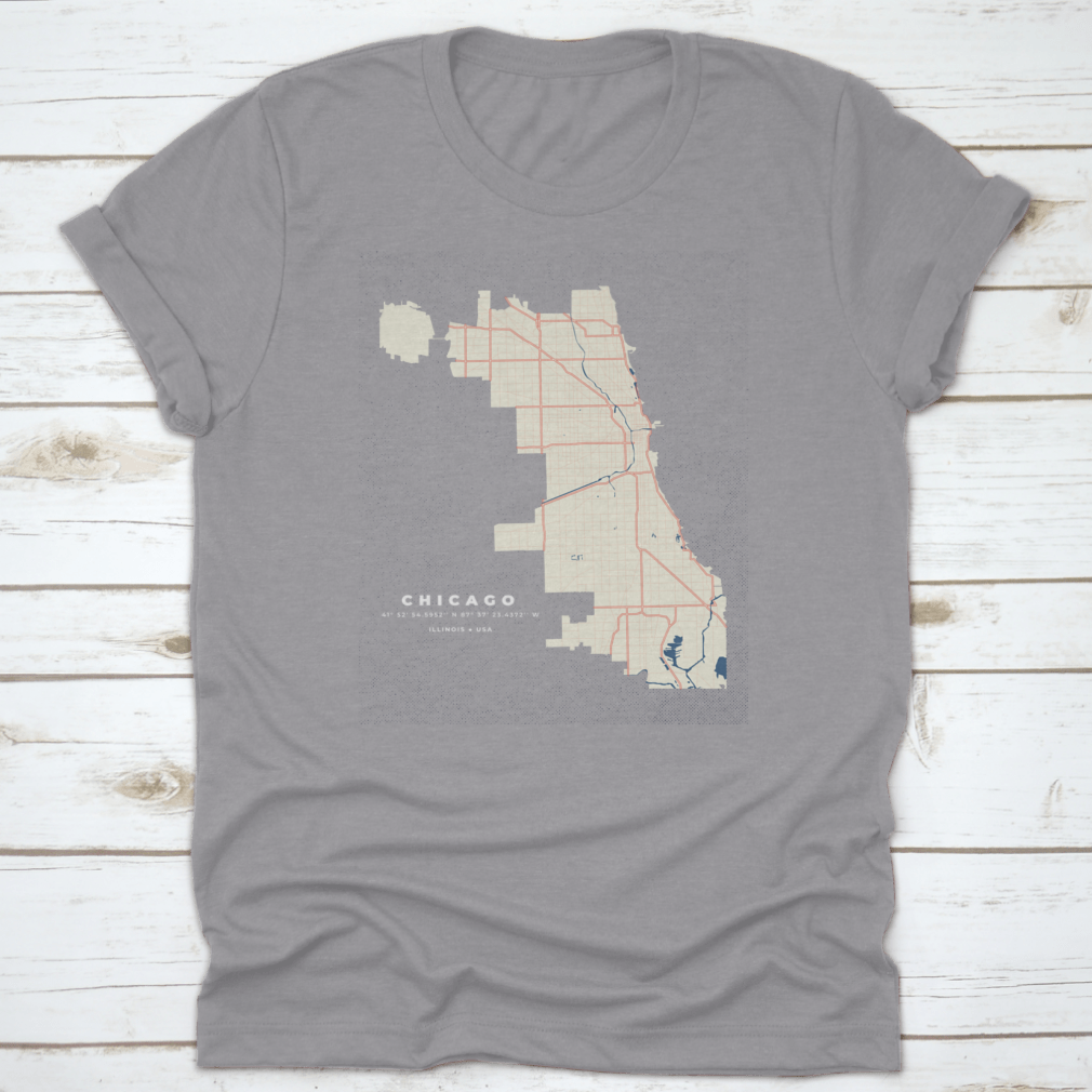 Chicago Map Road Poster showcasing detailed vector graphics of Illinois, perfect for home decor.