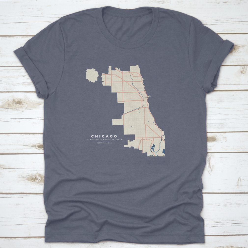 Chicago Map Road Poster showcasing detailed vector graphics of Illinois, perfect for home decor.