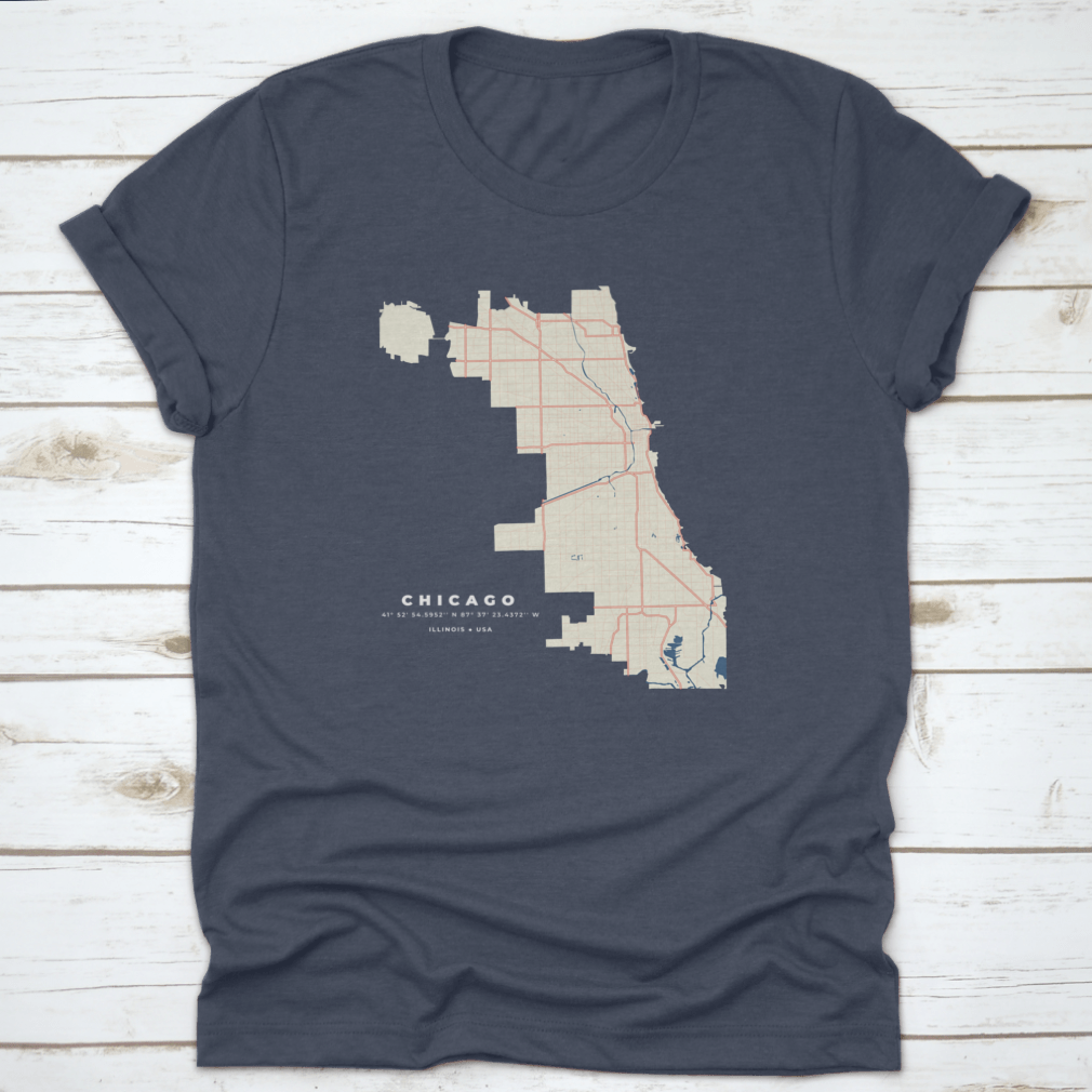 Chicago Map Road Poster showcasing detailed vector graphics of Illinois, perfect for home decor.