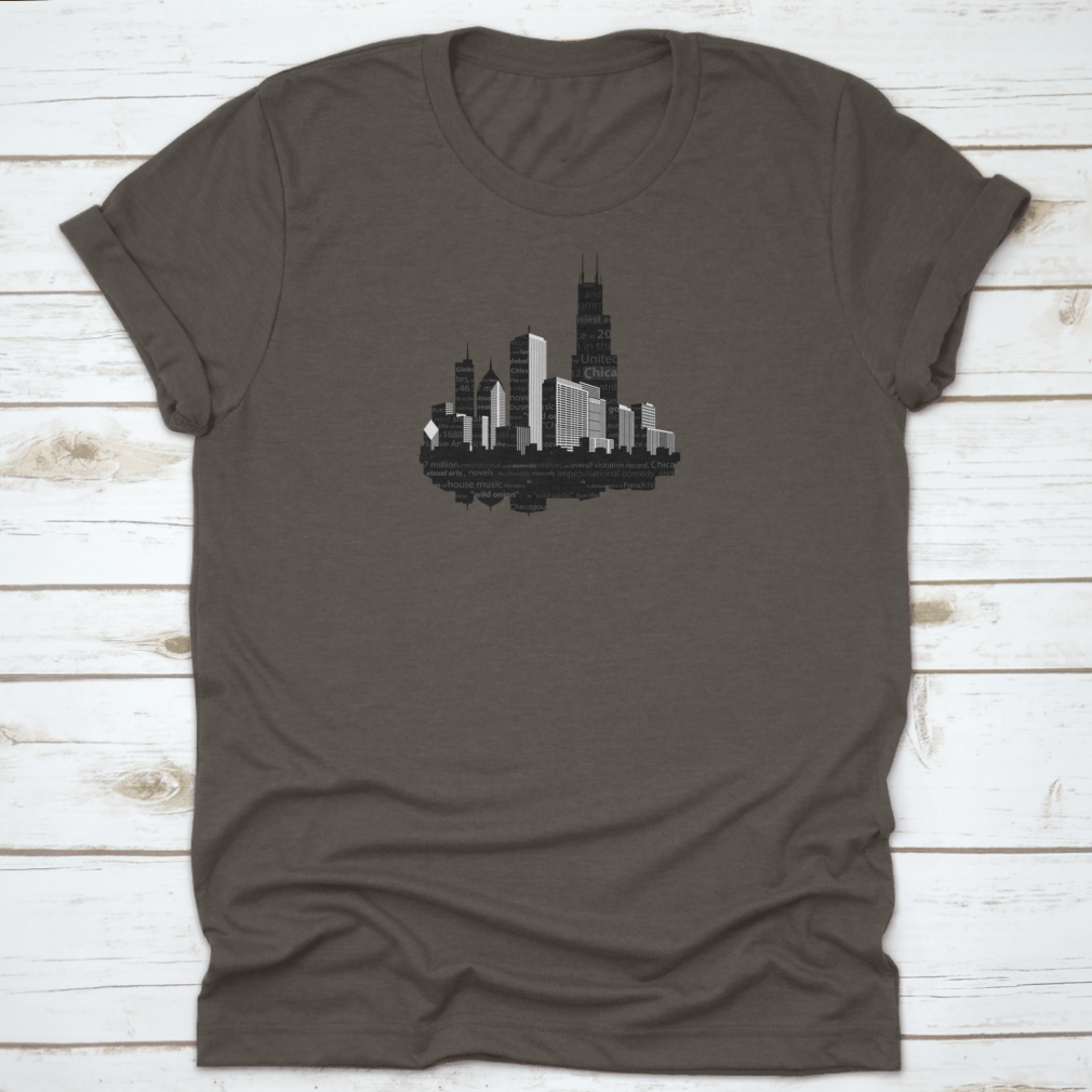 Gray T-shirt with city skyline