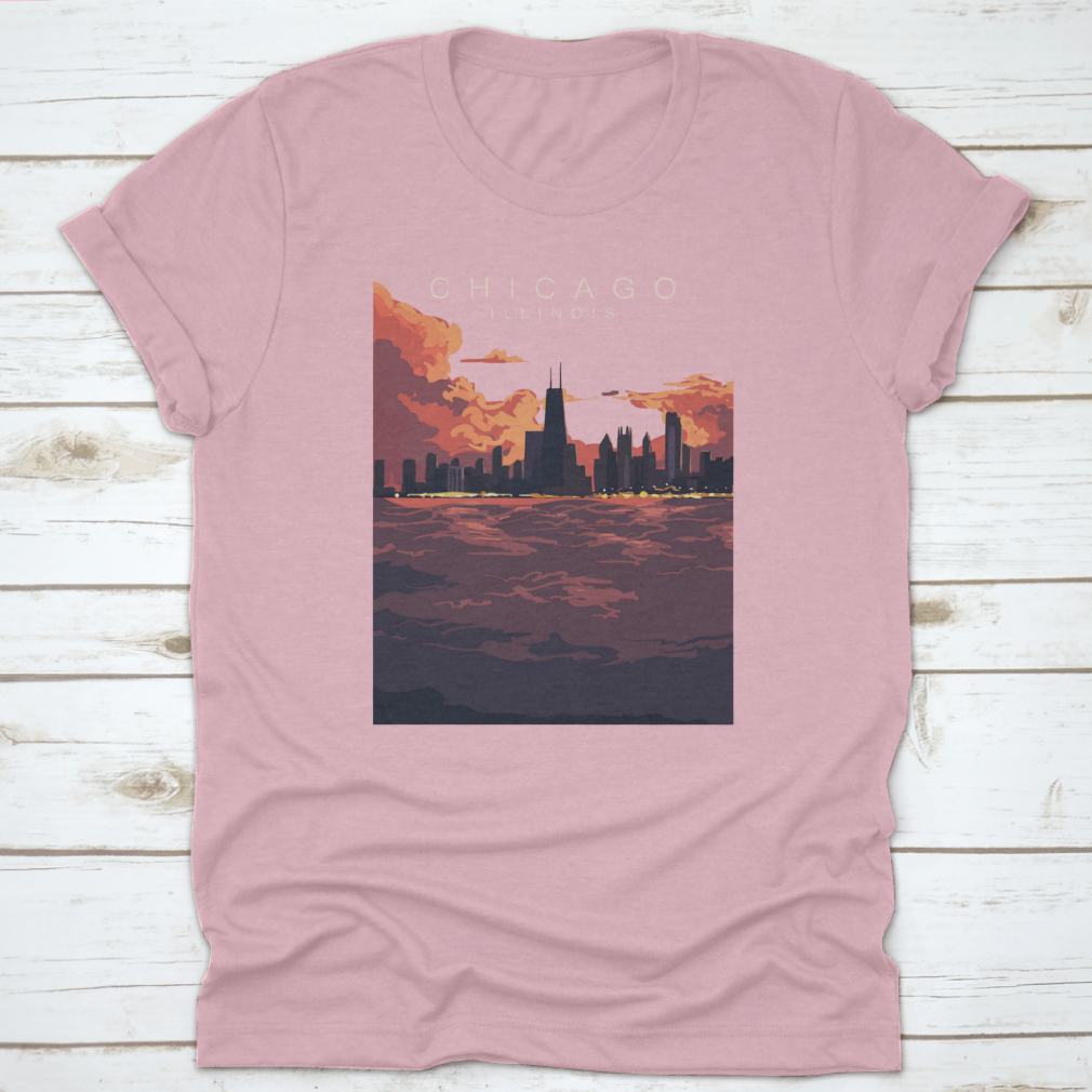 Chicago Skyline Artistic Poster featuring a vibrant depiction of the city's skyline with iconic buildings.