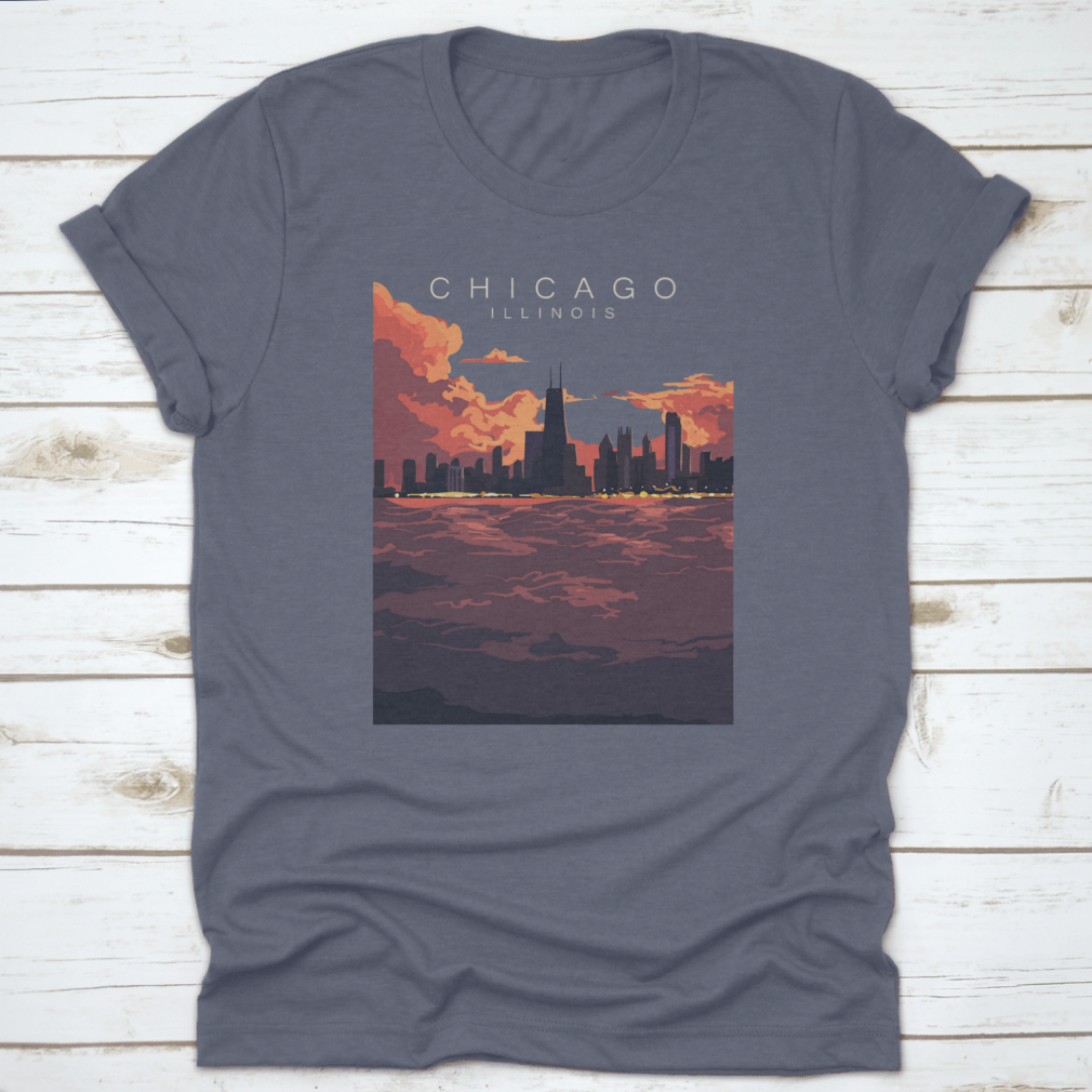 Chicago Skyline Artistic Poster featuring a vibrant depiction of the city's skyline with iconic buildings.