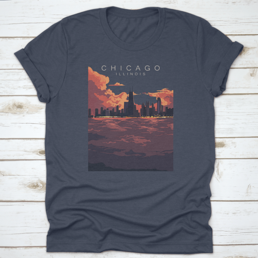 Chicago Skyline Artistic Poster featuring a vibrant depiction of the city's skyline with iconic buildings.