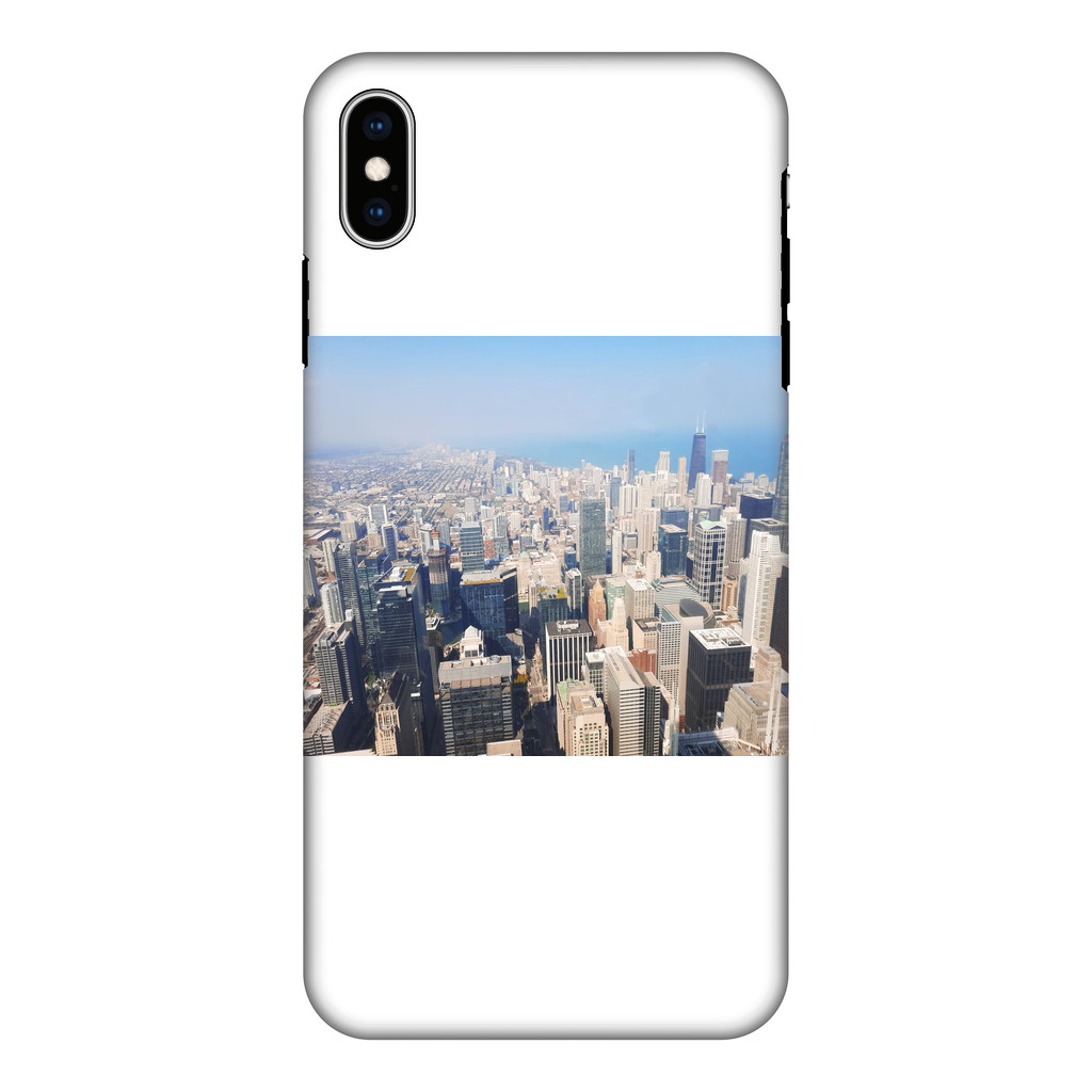 Chicago Skyline Fully Printed Tough Phone Case showcasing vibrant skyline design with durable two-part construction.