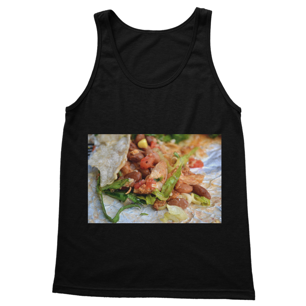 Chicken Burrito Classic Adult Vest Top in various colors, showcasing its unisex design and comfortable fit.