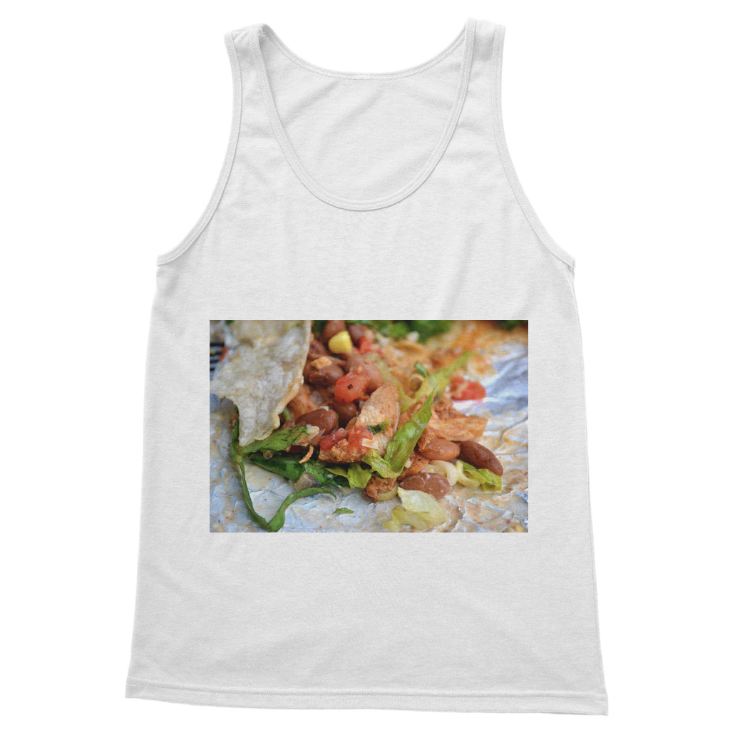 Chicken Burrito Classic Adult Vest Top in various colors, showcasing its unisex design and comfortable fit.