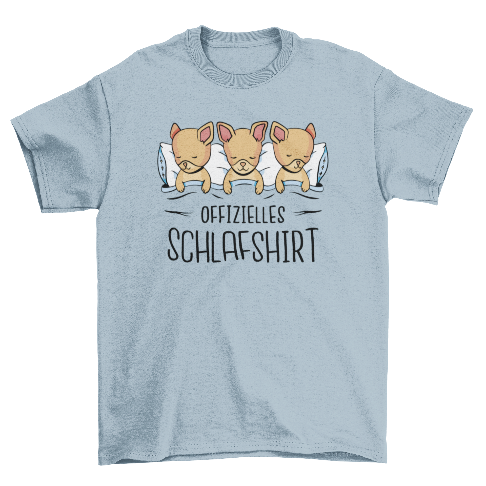 Chihuahuas Sleeping T-shirt design featuring three adorable sleeping dogs with a German quote.