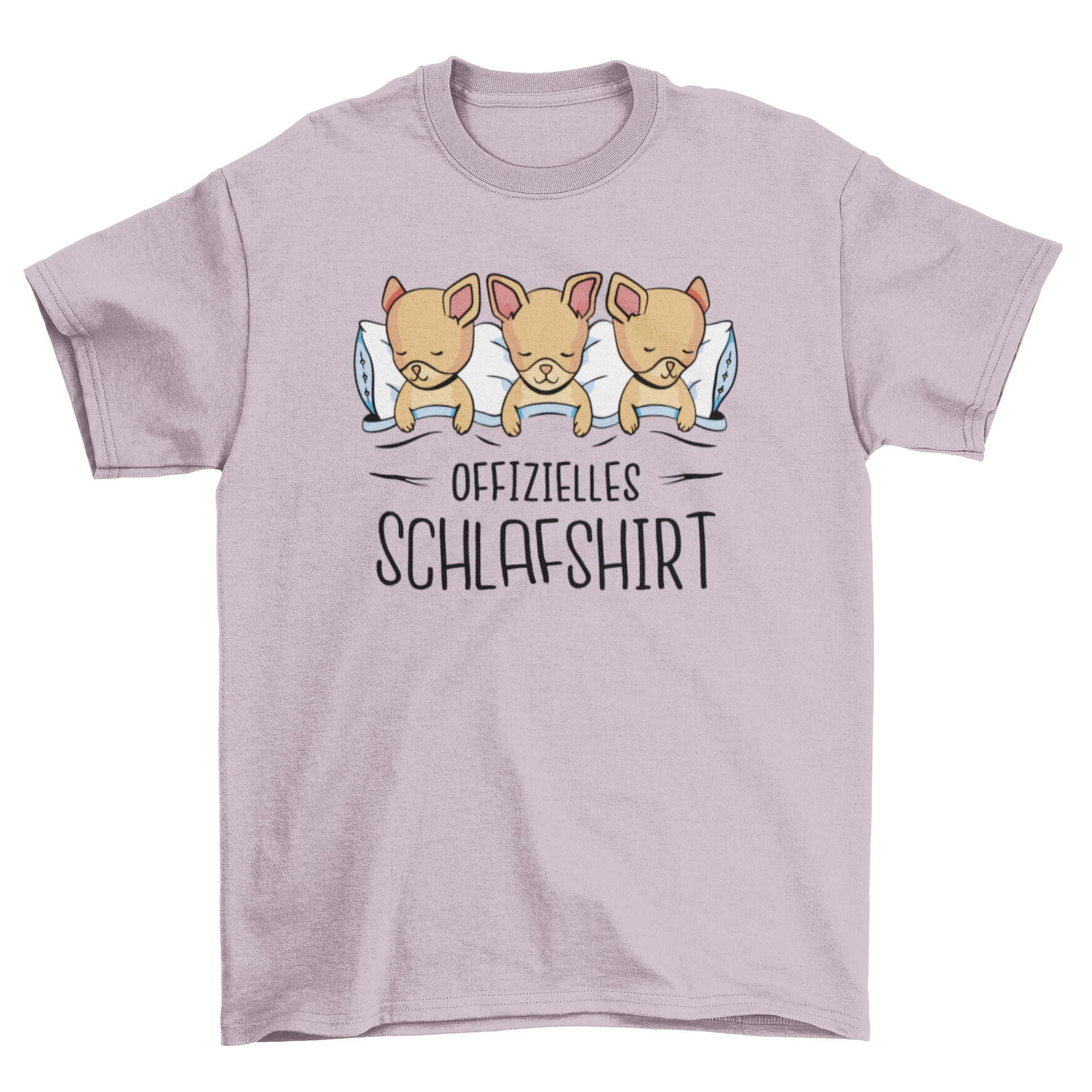 Chihuahuas Sleeping T-shirt design featuring three adorable sleeping dogs with a German quote.