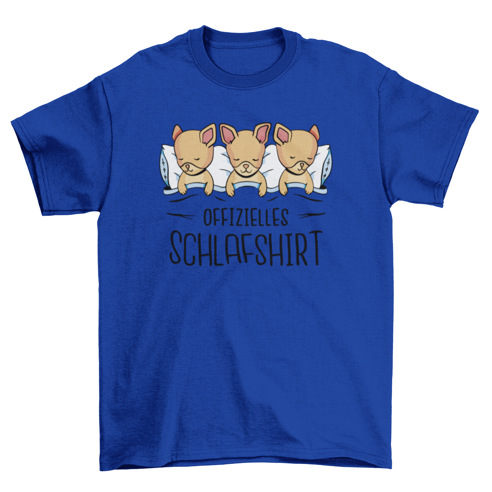 Chihuahuas Sleeping T-shirt design featuring three adorable sleeping dogs with a German quote.
