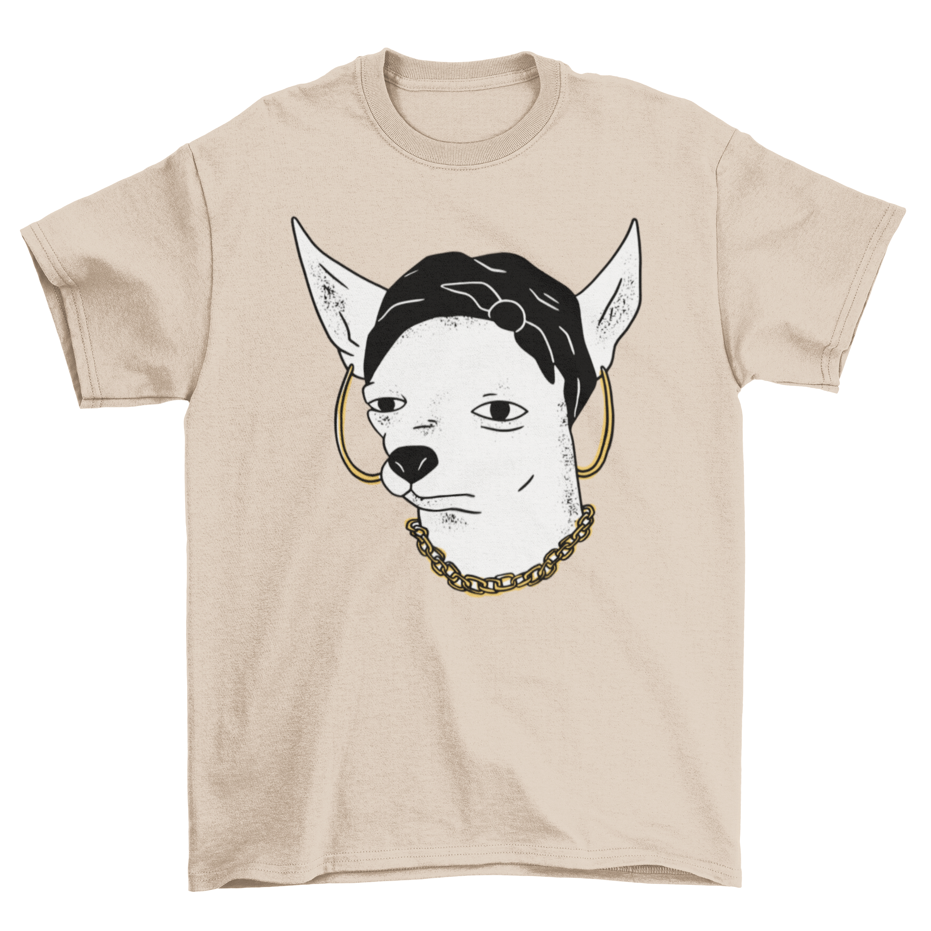 Dog with earrings and necklace tee