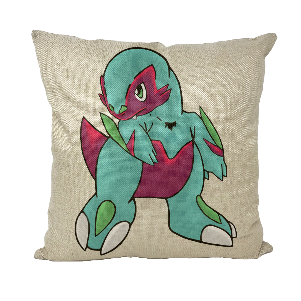 Chiki Throw Pillow with vibrant dye-sublimation printing, featuring a strong zip and soft pillow insert, perfect for home decor.