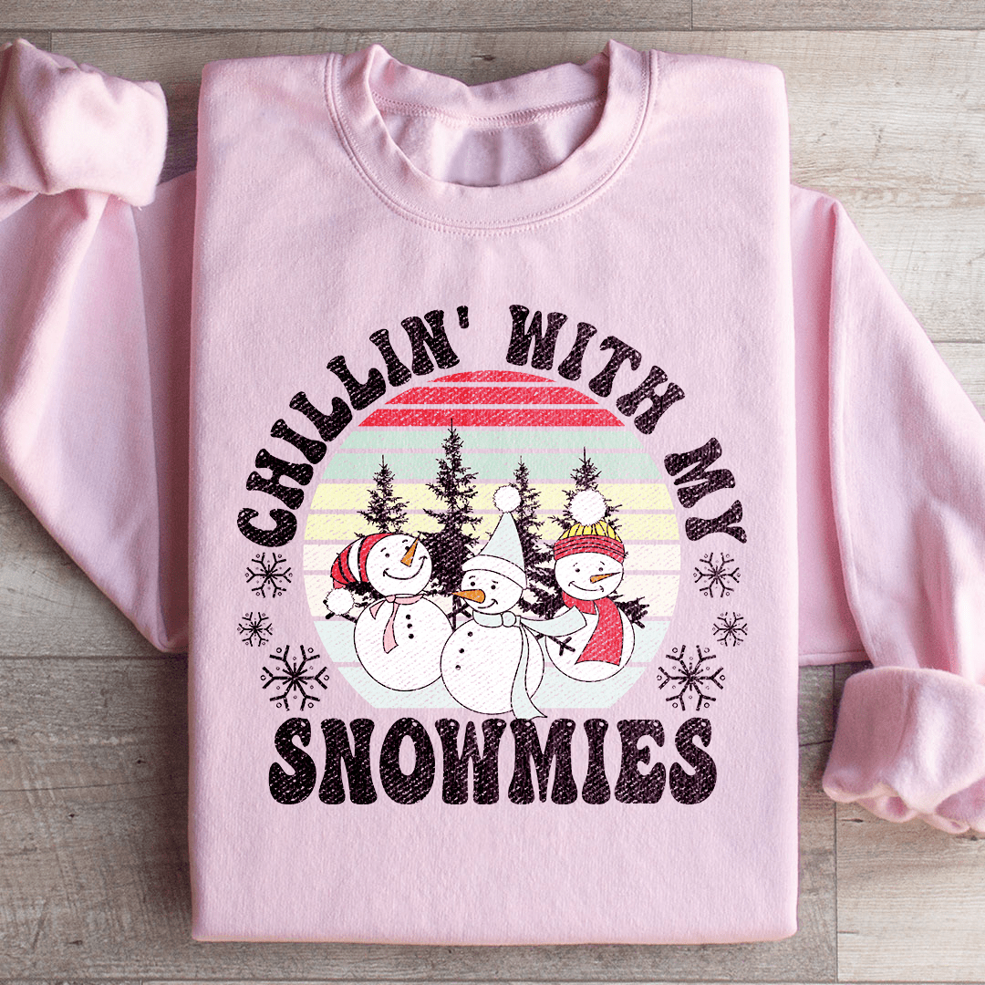Cozy Chillin' With My Snowmies sweats featuring unique artistic designs, perfect for winter wear.