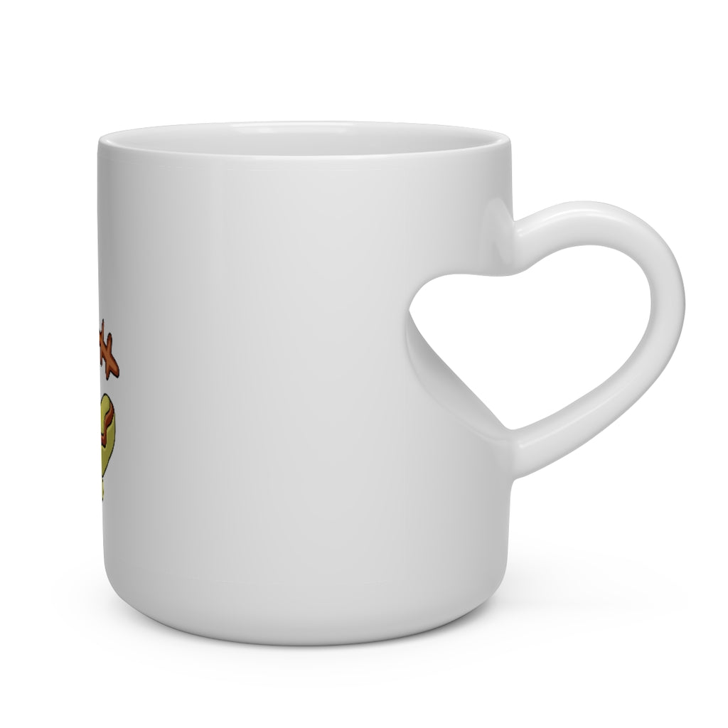 Chinchow Heart Shape Mug in white ceramic with a heart-shaped handle, perfect for hot beverages.
