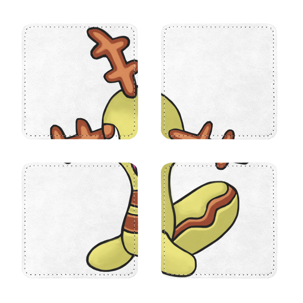 Chinchow Sublimation Coasters Pack of Four, featuring stylish PU leather design with white stitching and printable surface.