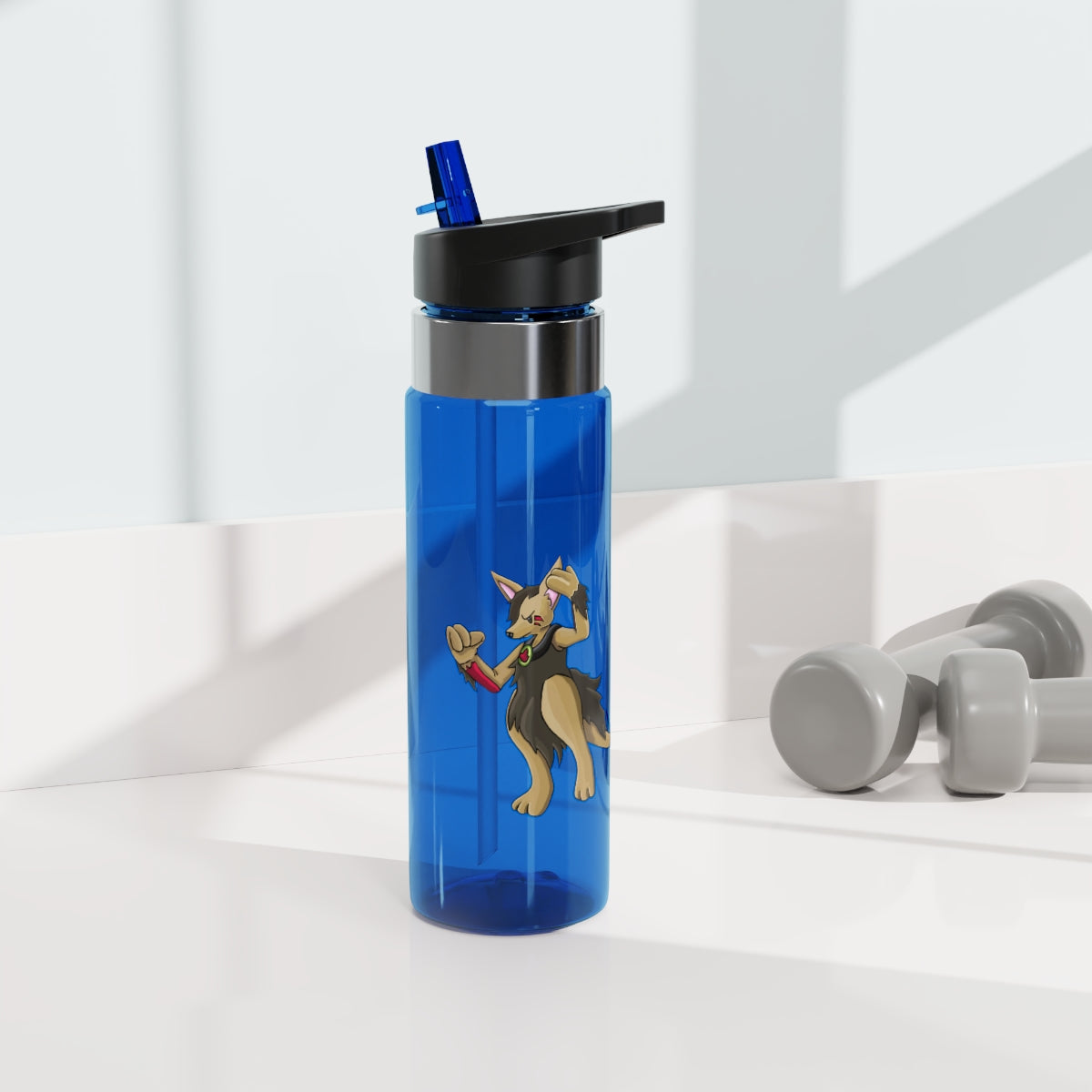 Chiwuadud Kensington Tritan™ Sport Bottle in vibrant colors with a carabiner hook, showcasing its sleek design and spill-resistant lid.