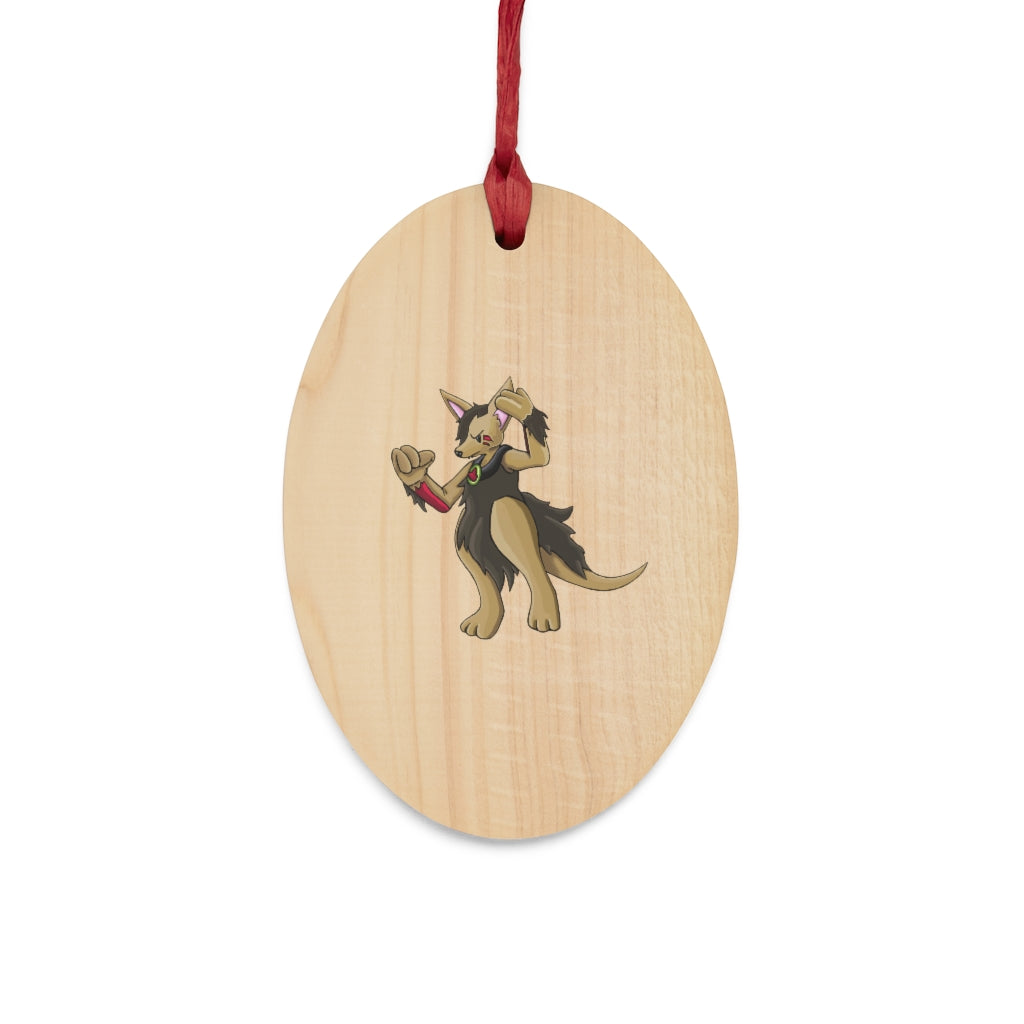 Chiwuadud Wooden Christmas Ornaments featuring six whimsical shapes with a rustic wooden finish and red hanging ribbons.
