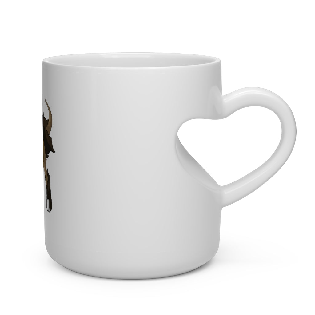 Chiwuahun Heart Shape Mug in white ceramic with a heart-shaped handle, perfect for hot beverages.