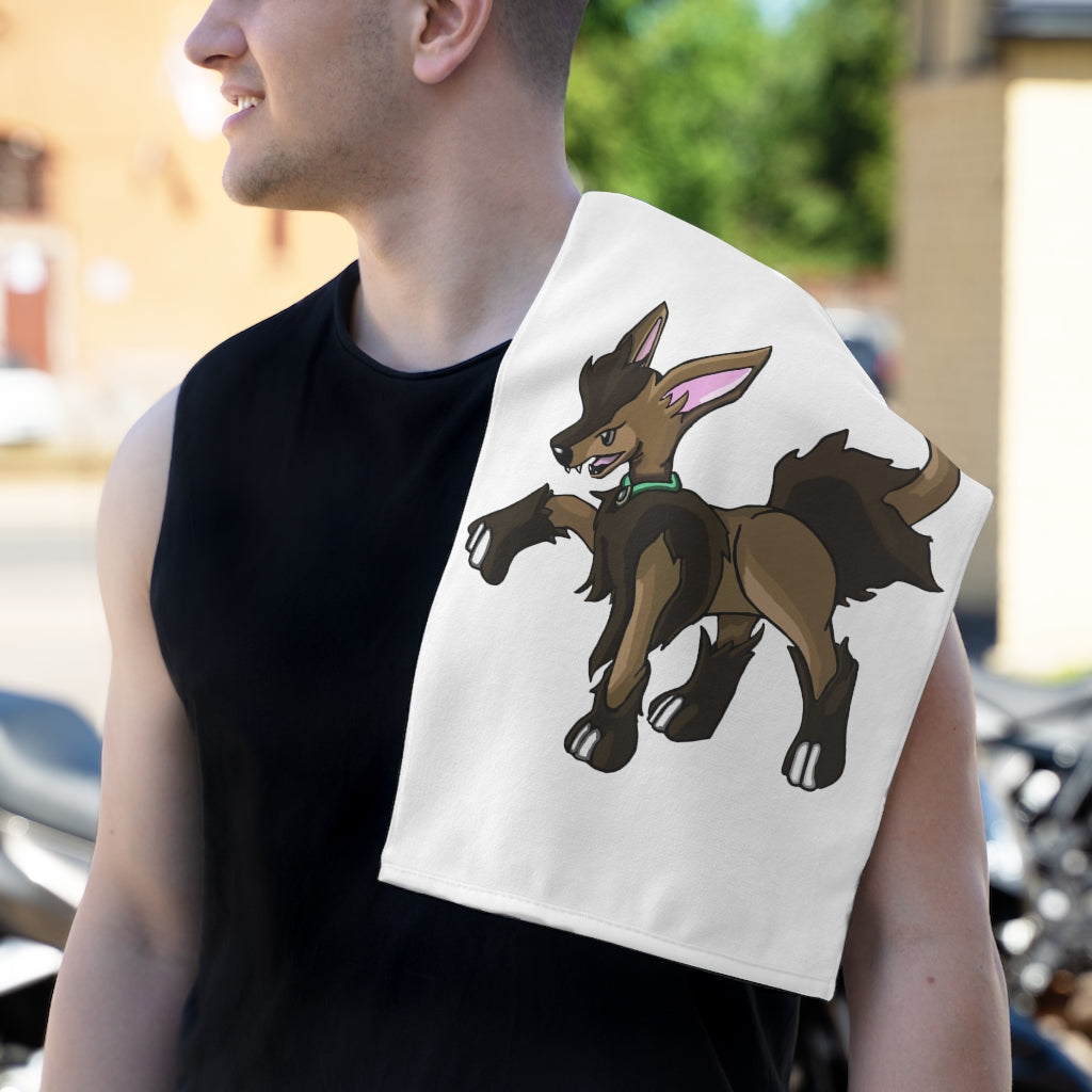 Chiwuahun Rally Towel measuring 11x18 inches, featuring a soft cotton backing and printed mink polyester front, ideal for sports and events.