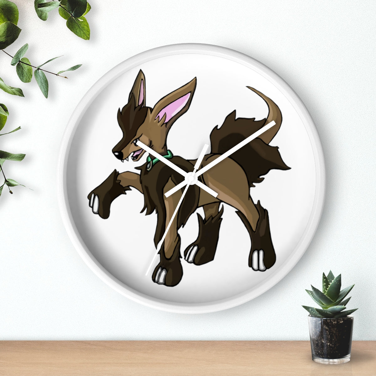 Chiwuahun Wall Clock with wooden frame and plexiglass face, showcasing a stylish design for home decor.