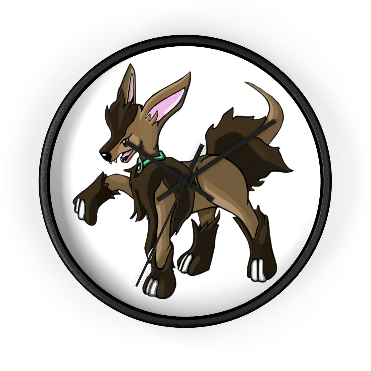 Chiwuahun Wall Clock with wooden frame and plexiglass face, showcasing a stylish design for home decor.