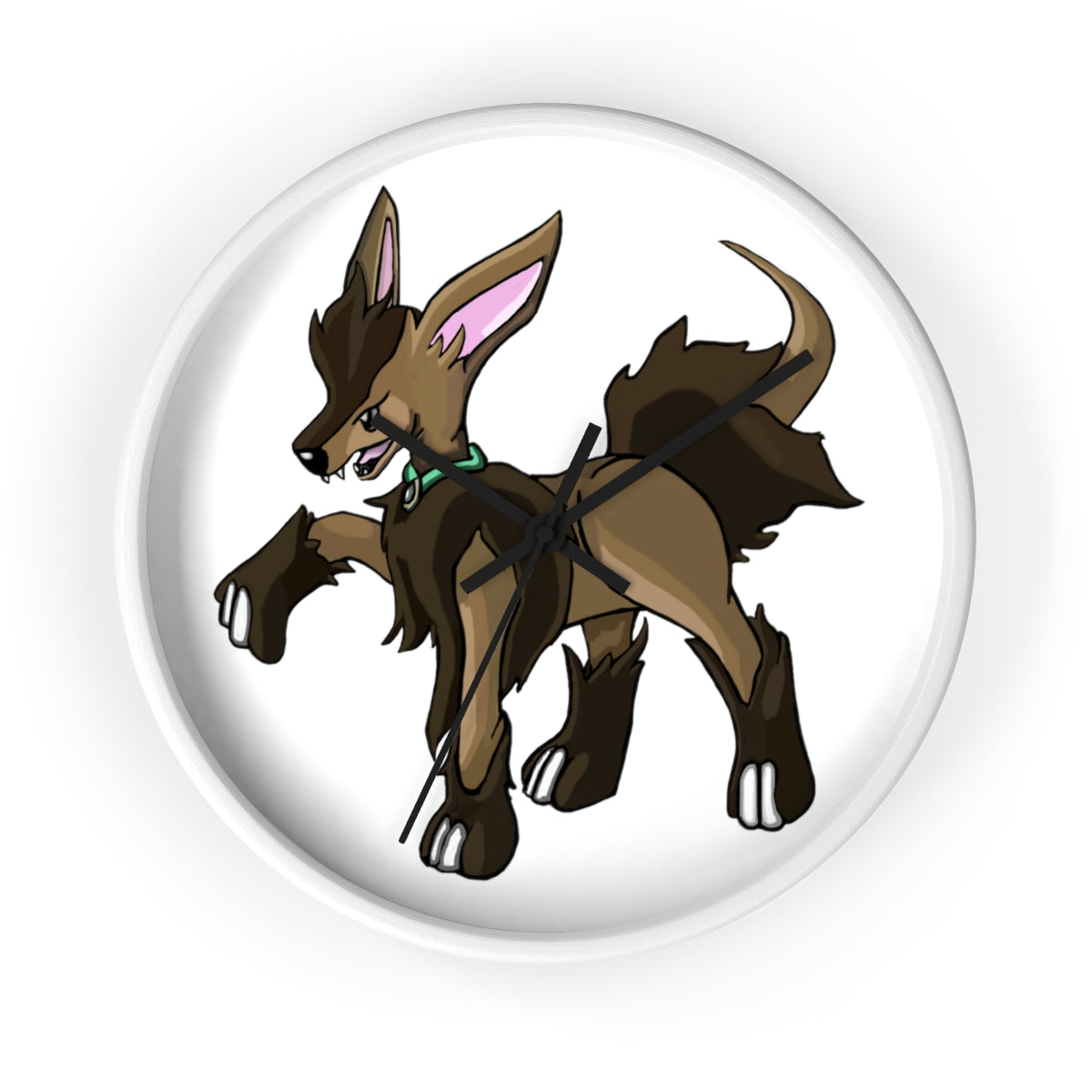 Chiwuahun Wall Clock with wooden frame and plexiglass face, showcasing a stylish design for home decor.