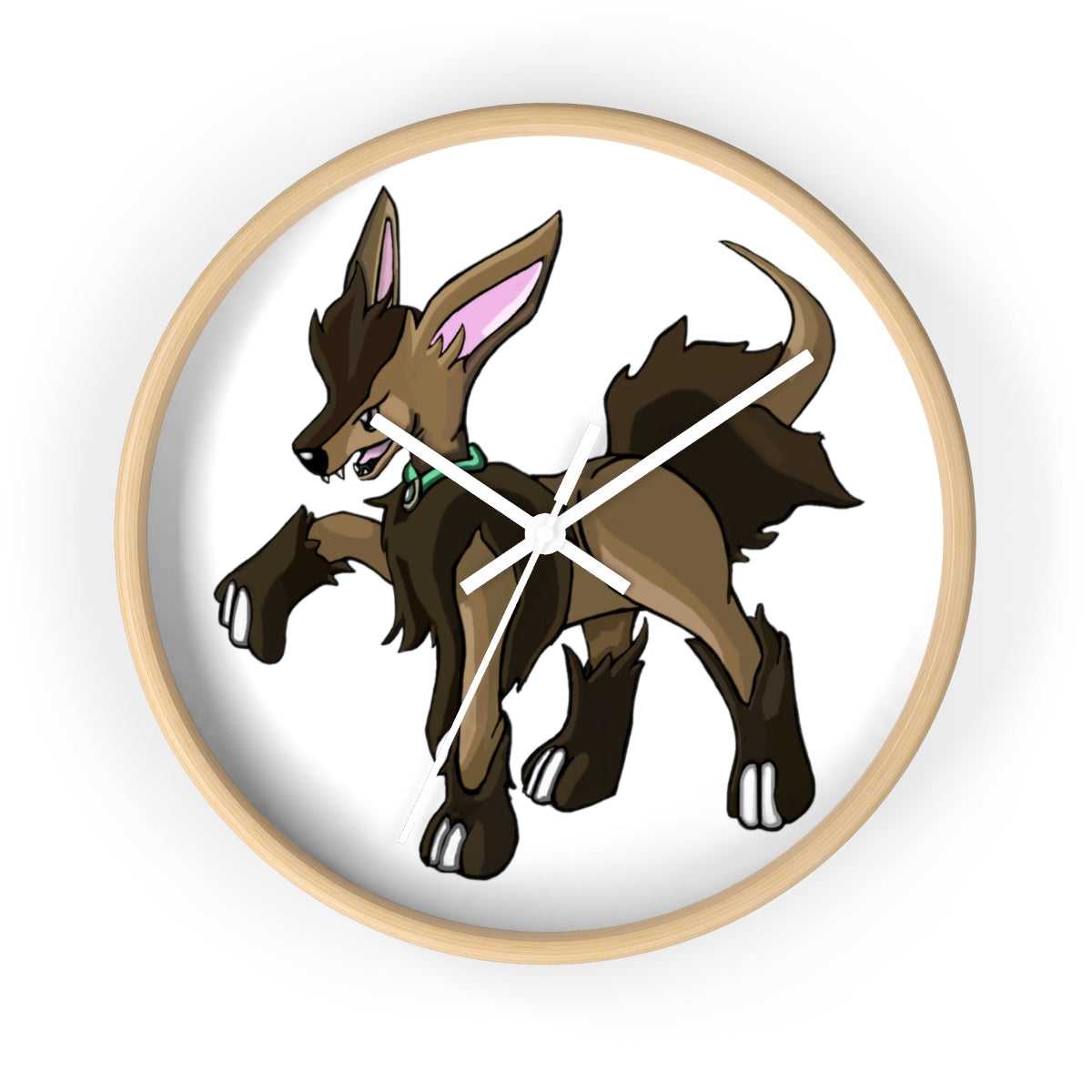 Chiwuahun Wall Clock with wooden frame and plexiglass face, showcasing a stylish design for home decor.