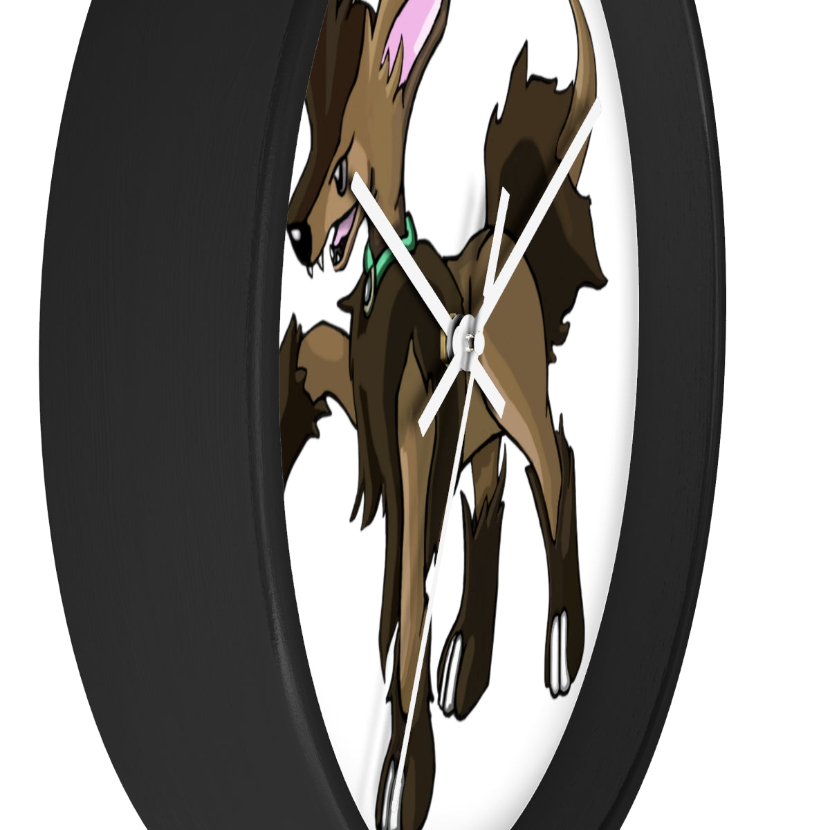 Chiwuahun Wall Clock with wooden frame and plexiglass face, showcasing a stylish design for home decor.