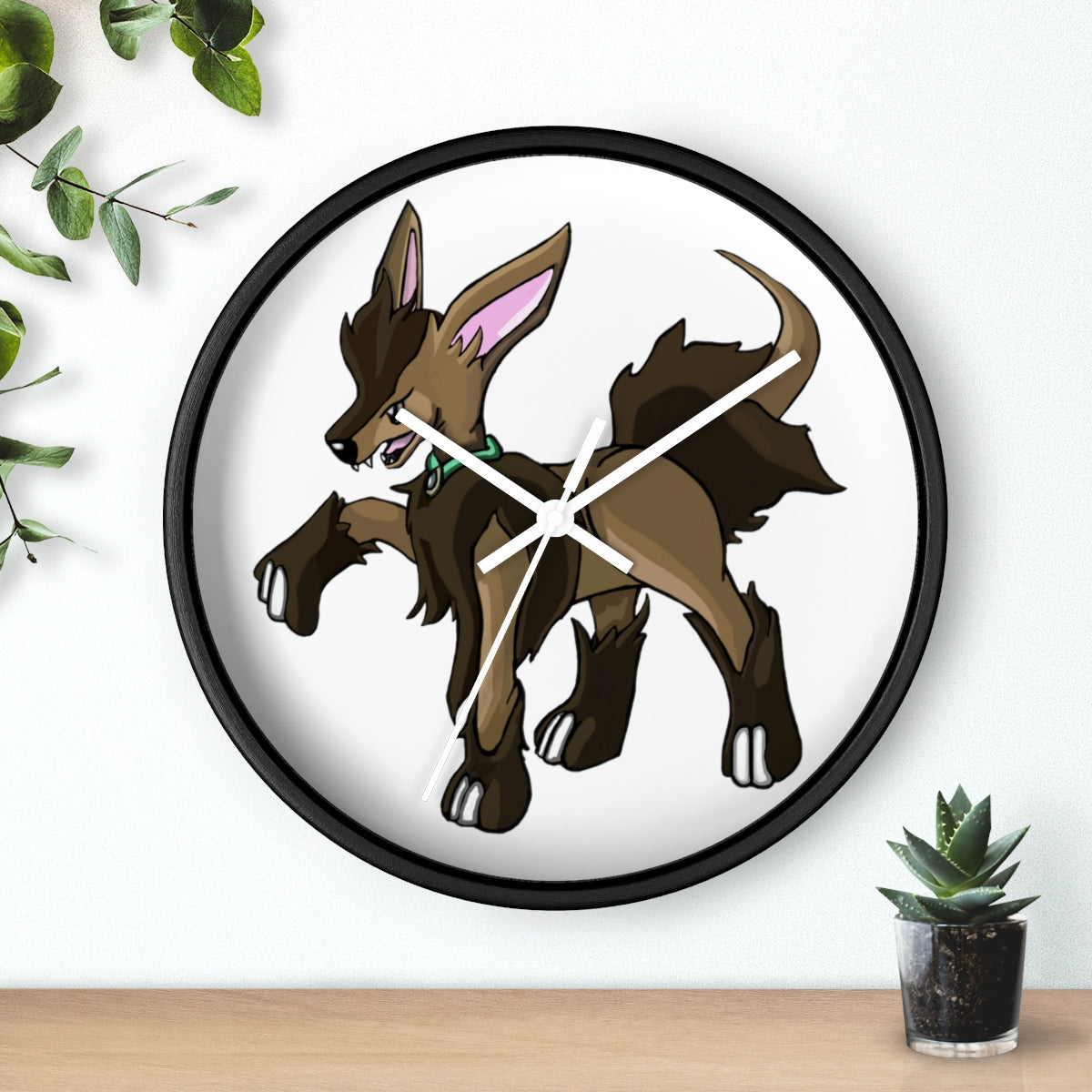 Chiwuahun Wall Clock with wooden frame and plexiglass face, showcasing a stylish design for home decor.