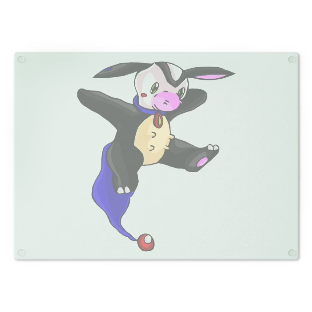 Choyri Cutting Board made of tempered glass with rubber dots for stability, showcasing a personalized design.