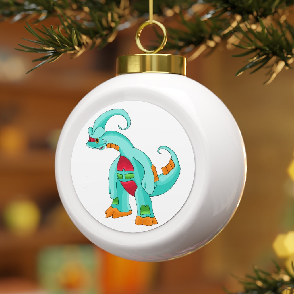 Chrisikile Christmas Ball Ornament with glossy finish and gold ribbon, featuring a vintage style and customizable metal insert.