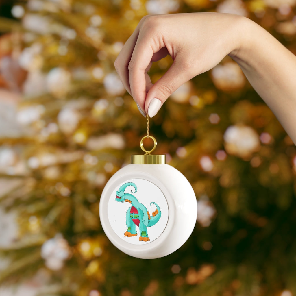 Chrisikile Christmas Ball Ornament with glossy finish and gold ribbon, featuring a vintage style and customizable metal insert.