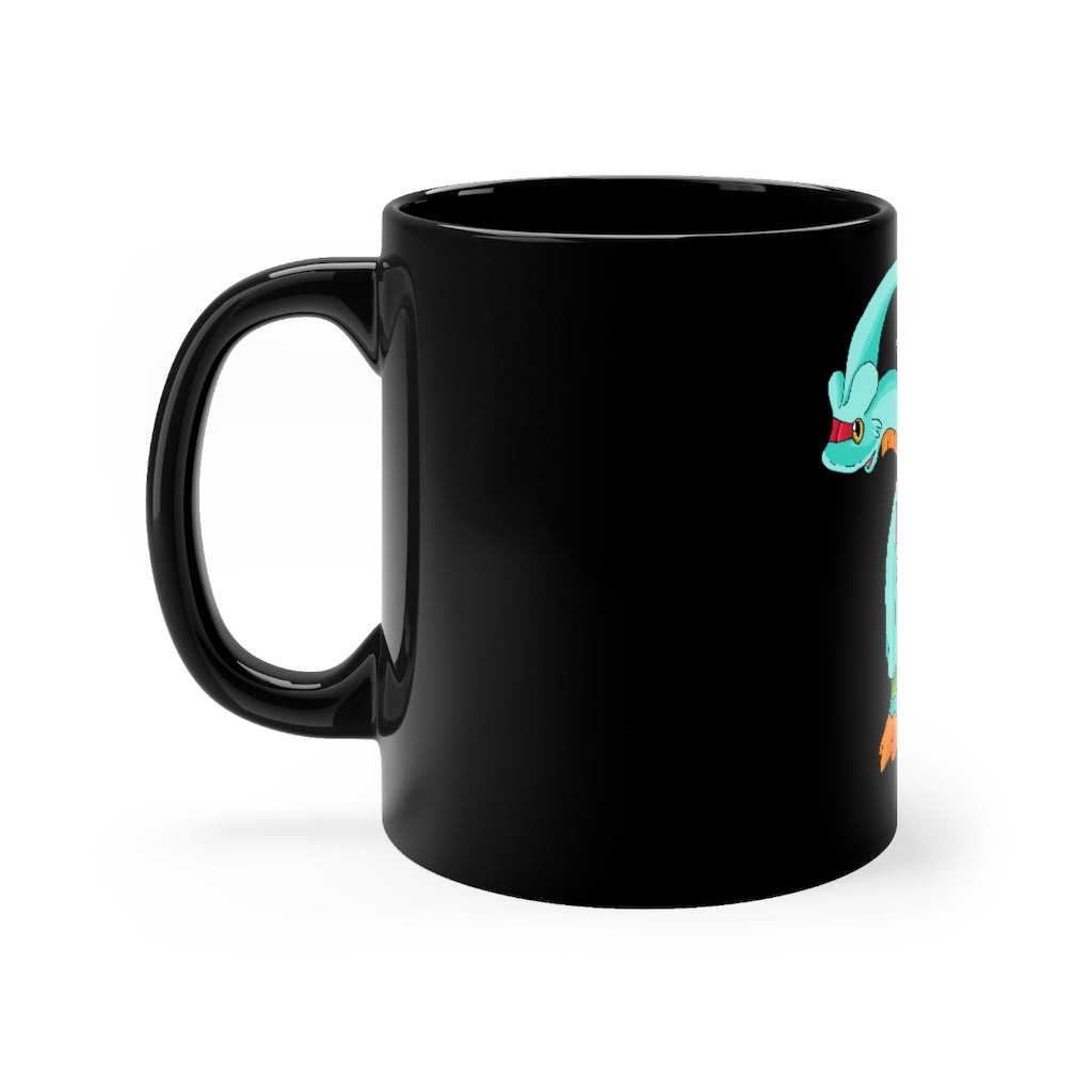 Chrisikle Black mug 11oz, featuring a sleek black ceramic design with rounded corners and a comfortable C-handle.