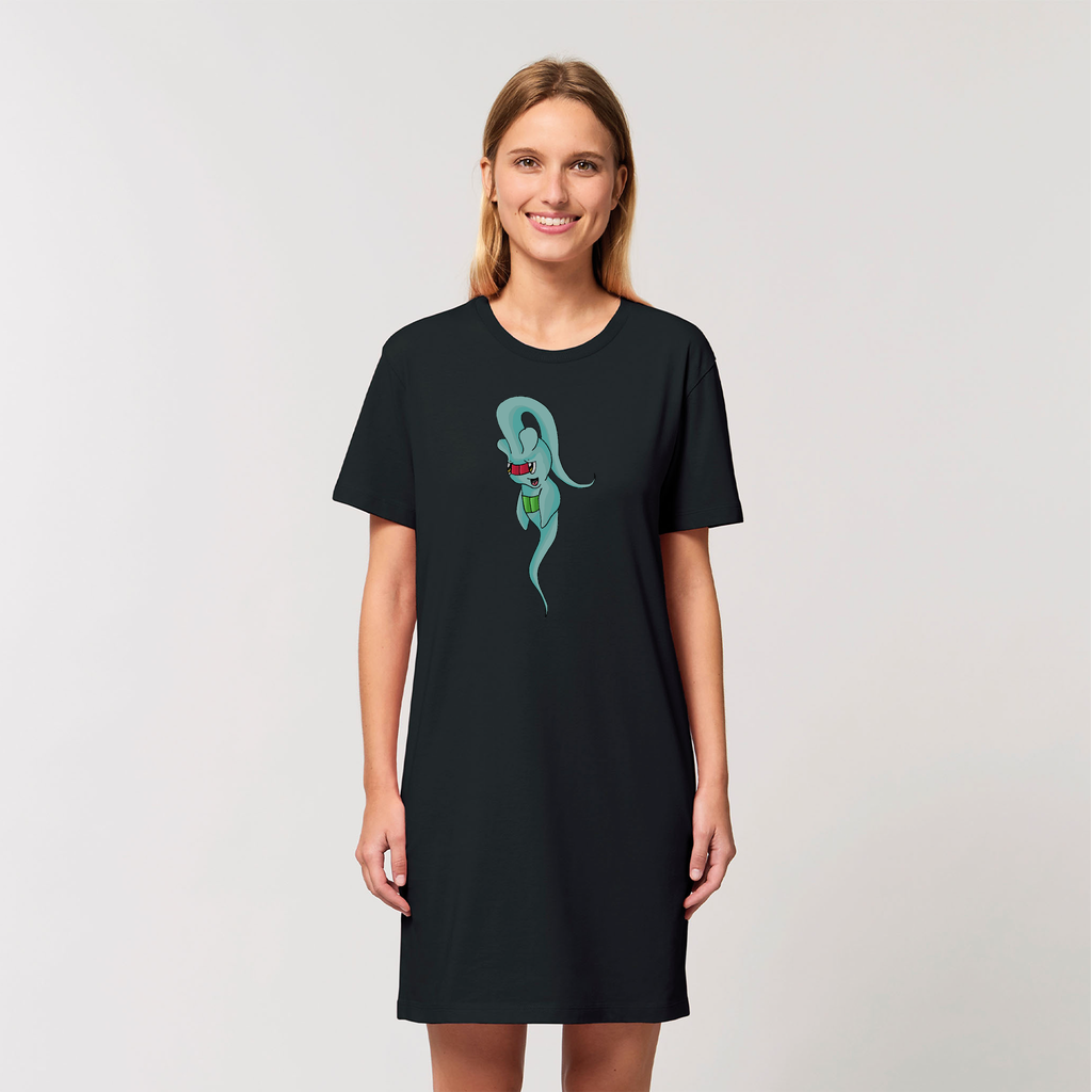 A stylish Chriskisx Organic T-Shirt Dress made from 100% organic cotton, showcasing its soft texture and modern design.