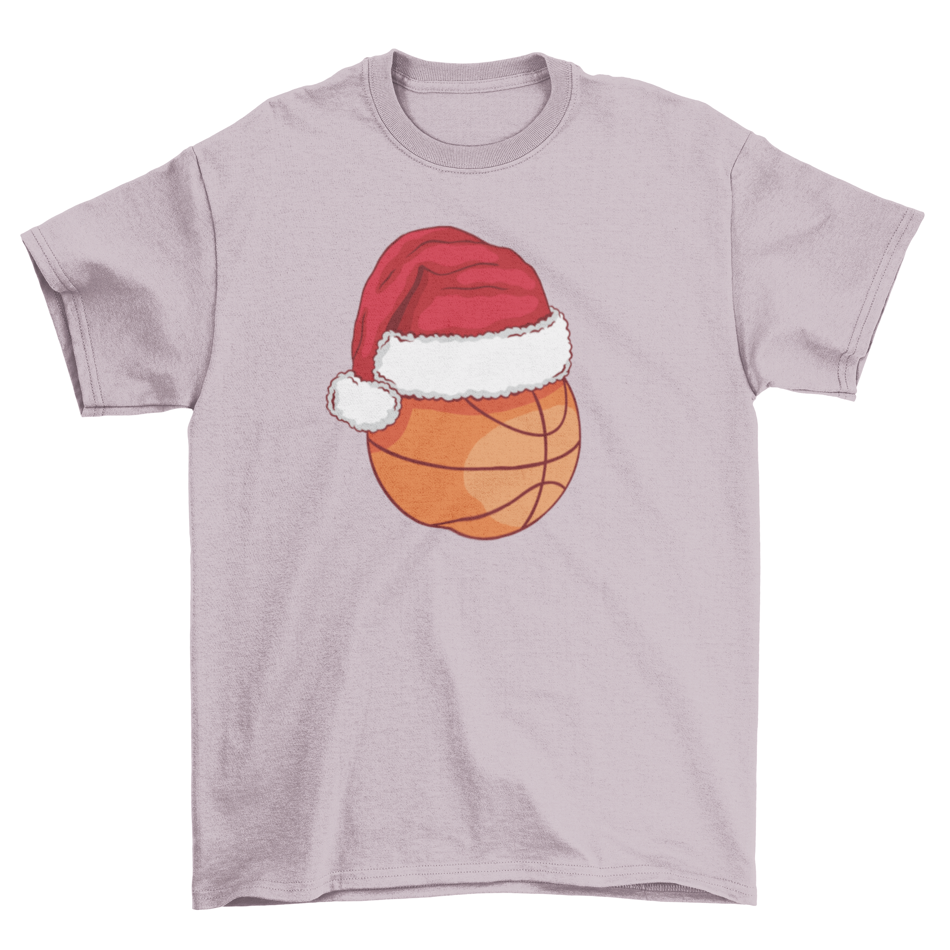 A Christmas basketball t-shirt featuring a basketball wearing a Santa hat, perfect for holiday celebrations.