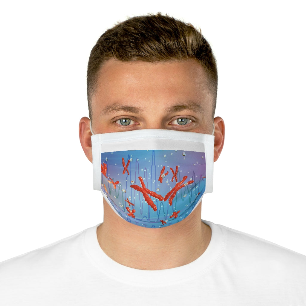 Stylish Chromosomes Cotton Face Mask featuring unique motifs, made from 100% cotton with adjustable earloops and nose wire.