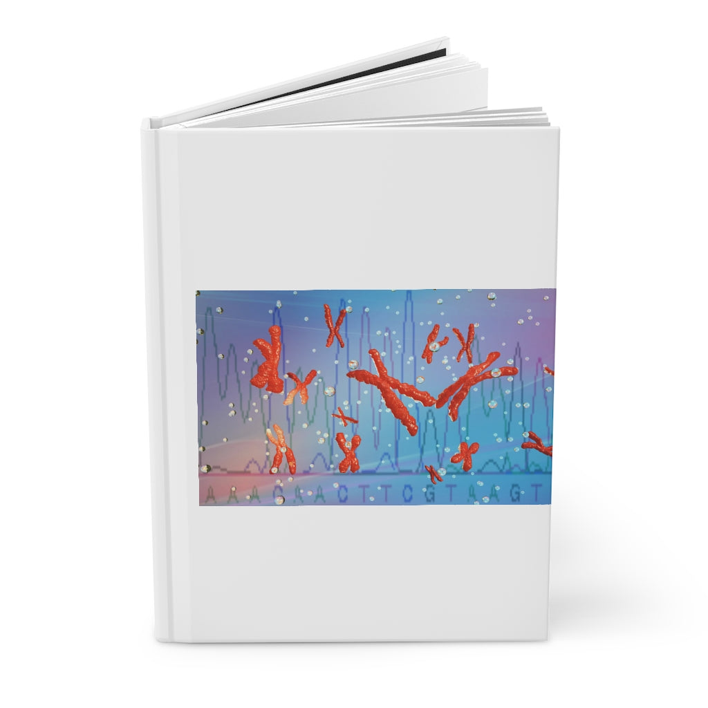 Stylish Chromosomes Hardcover Journal with matte finish and customizable covers, featuring lined pages.