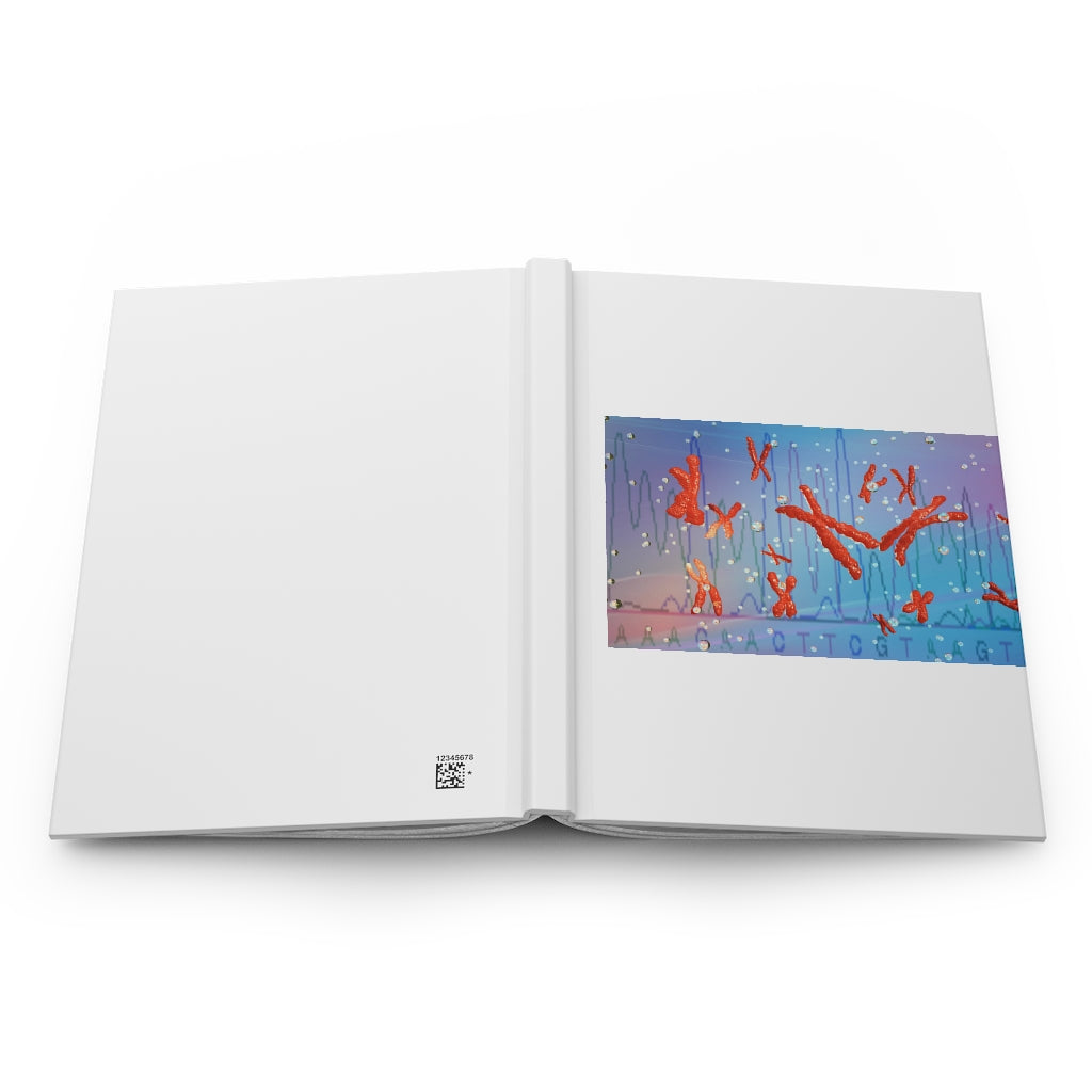 Stylish Chromosomes Hardcover Journal with matte finish and customizable covers, featuring lined pages.