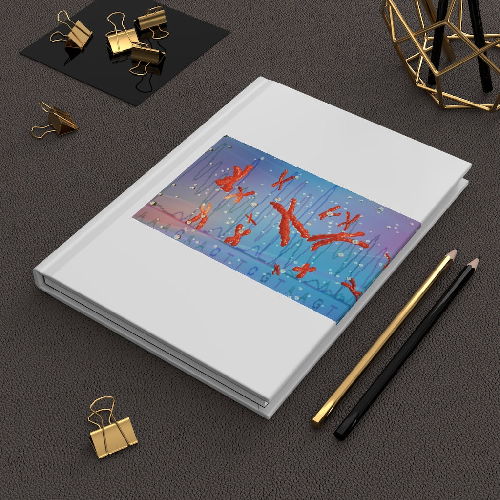 Stylish Chromosomes Hardcover Journal with matte finish and customizable covers, featuring lined pages.