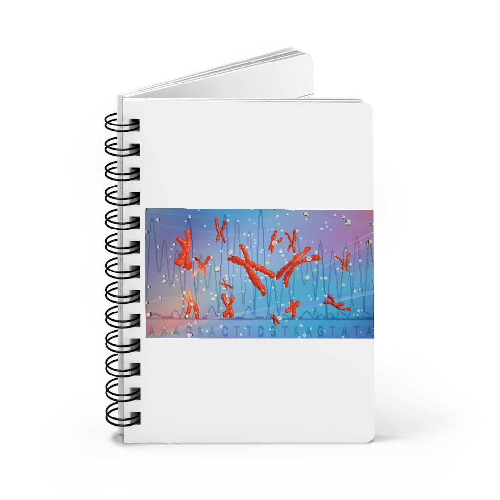 Chromosomes Spiral Bound Journal with glossy laminated cover and lined pages, perfect for writing dreams and ideas.