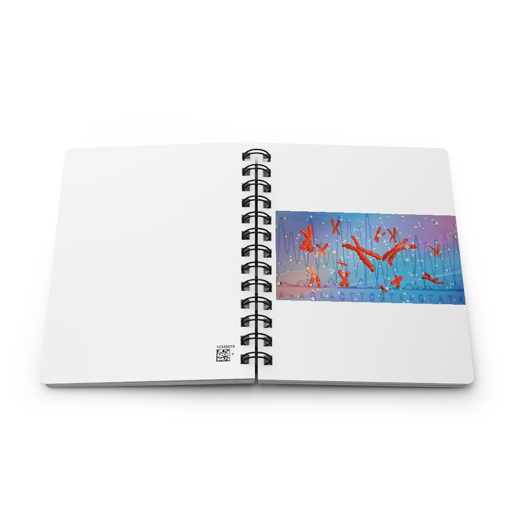 Chromosomes Spiral Bound Journal with glossy laminated cover and lined pages, perfect for writing dreams and ideas.