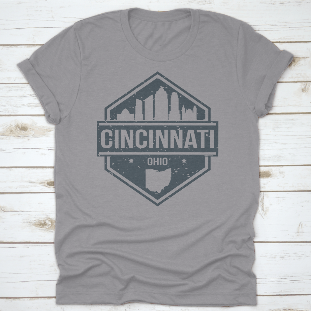 Cincinnati Ohio Travel Stamp Icon Skyline illustration showcasing the city's iconic skyline in a stylish vector design.