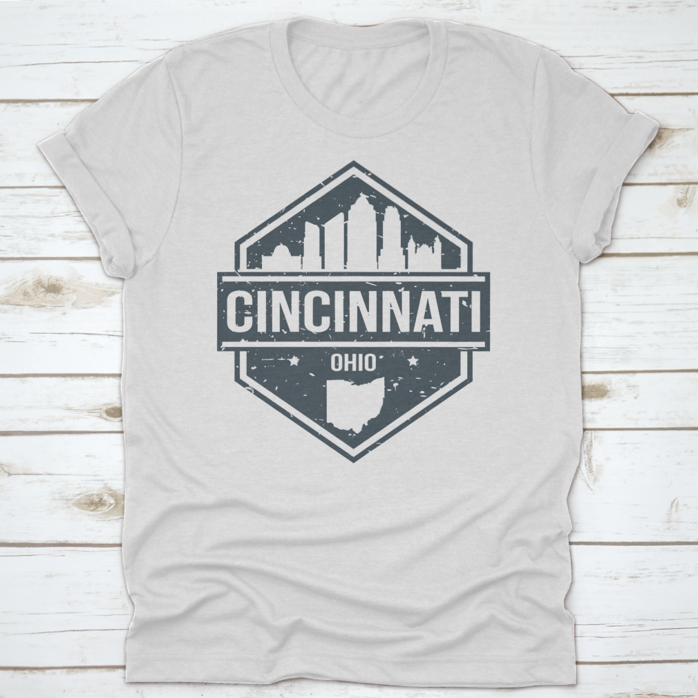 Cincinnati Ohio Travel Stamp Icon Skyline illustration showcasing the city's iconic skyline in a stylish vector design.