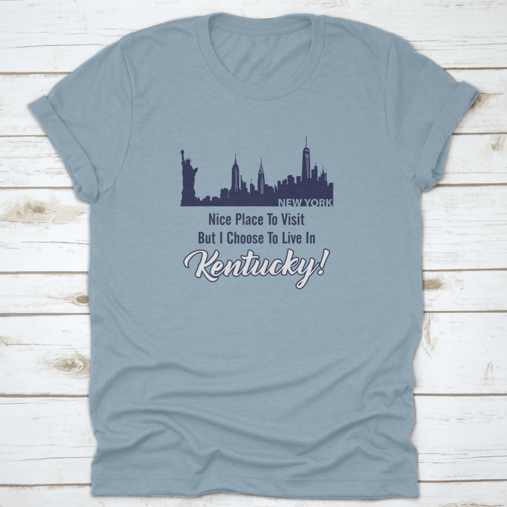 City Building Skyline t-shirt featuring a New York quote, showcasing a vibrant skyline design.