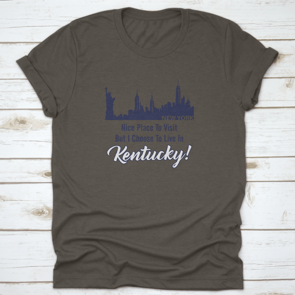 City Building Skyline t-shirt featuring a New York quote, showcasing a vibrant skyline design.