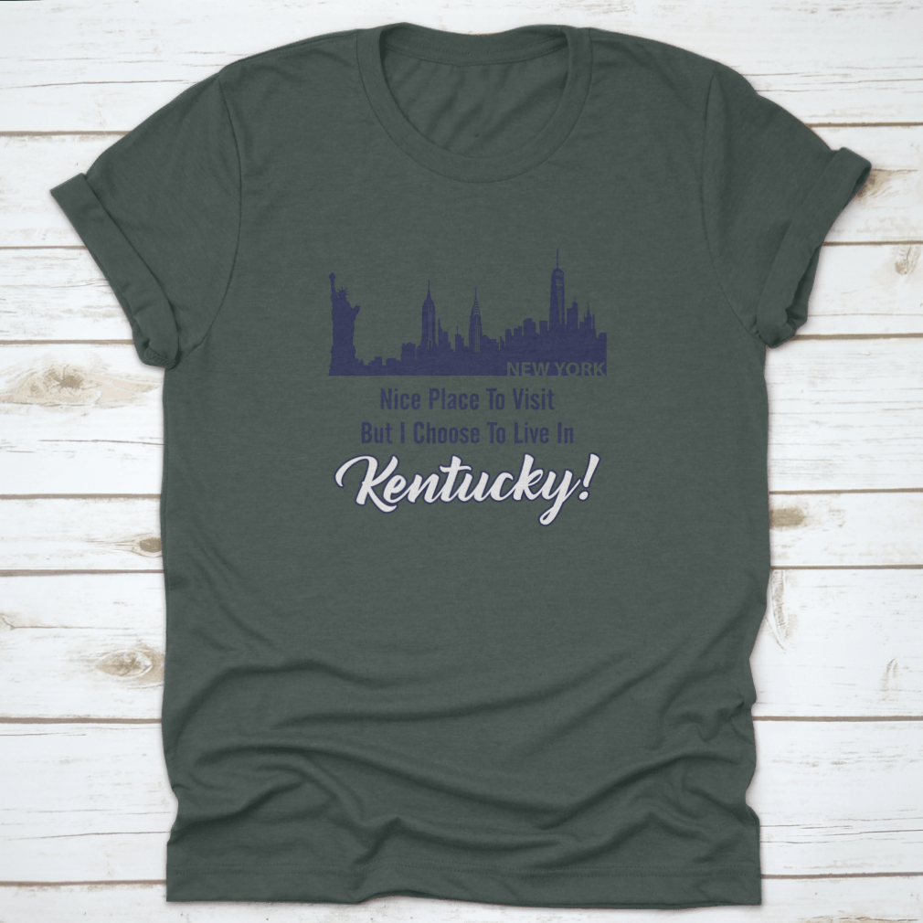 City Building Skyline t-shirt featuring a New York quote, showcasing a vibrant skyline design.
