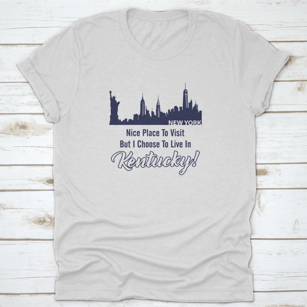 City Building Skyline t-shirt featuring a New York quote, showcasing a vibrant skyline design.