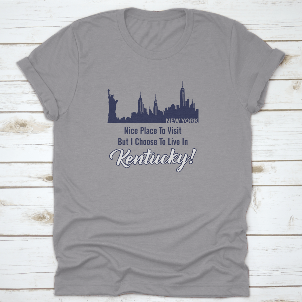 City Building Skyline t-shirt featuring a New York quote, showcasing a vibrant skyline design.
