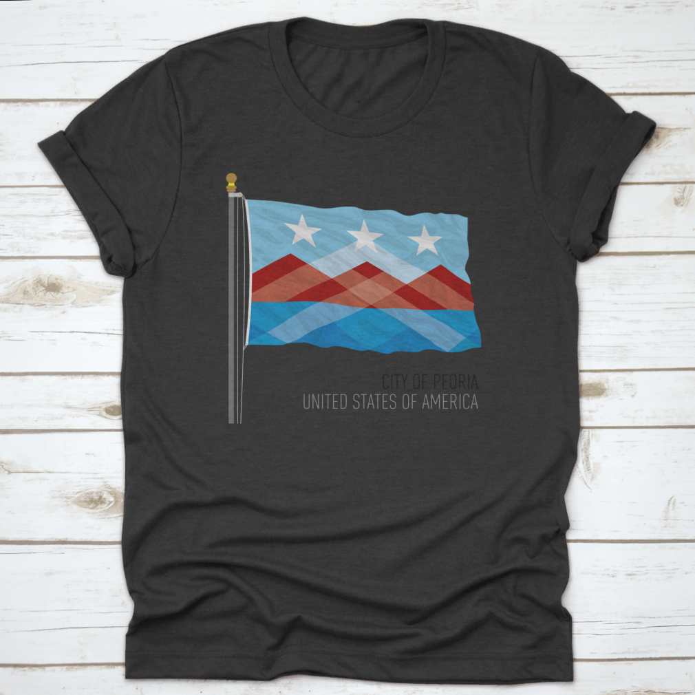 Vector illustration of the City of Peoria Flag, showcasing vibrant colors and design elements representing Peoria, Illinois.