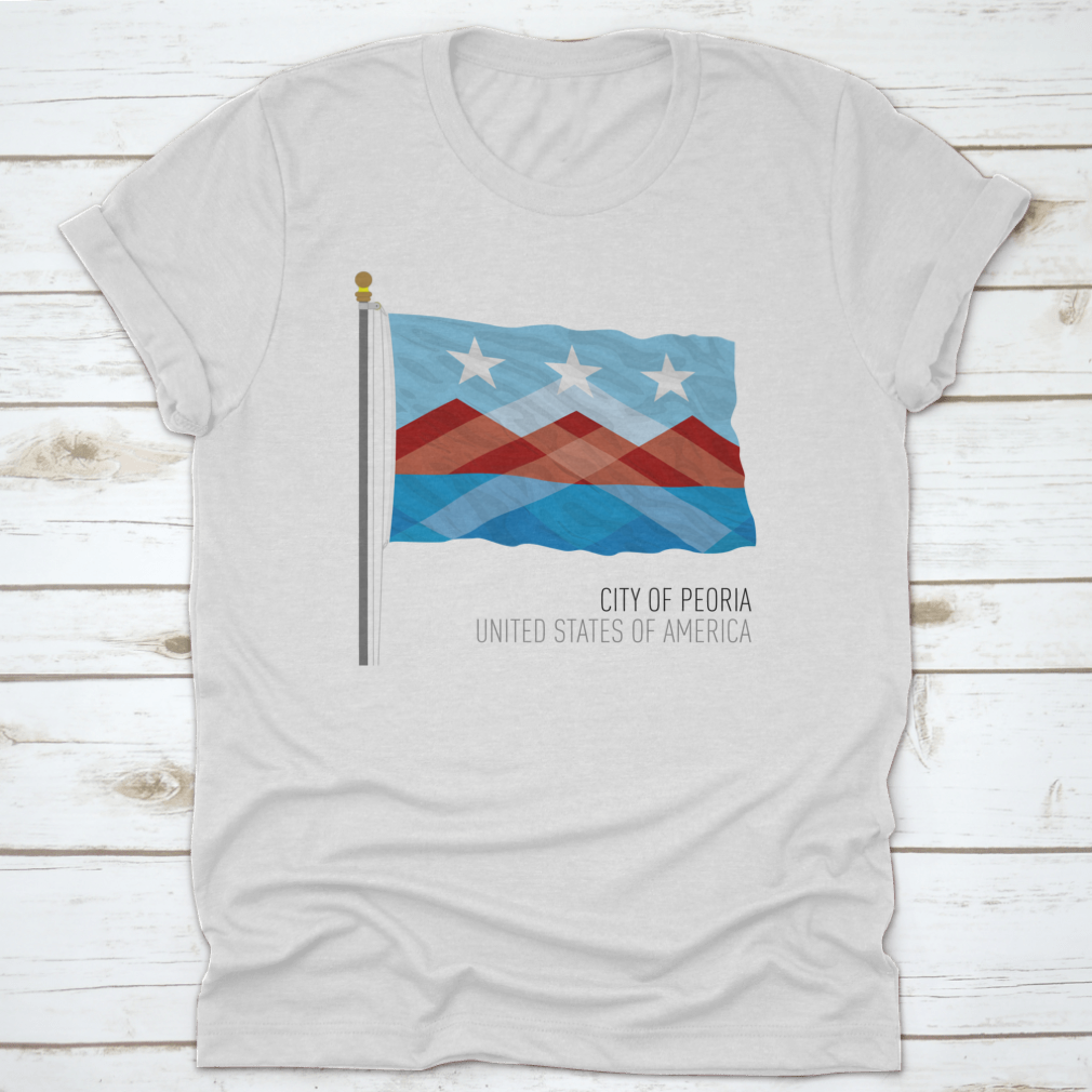 Vector illustration of the City of Peoria Flag, showcasing vibrant colors and design elements representing Peoria, Illinois.